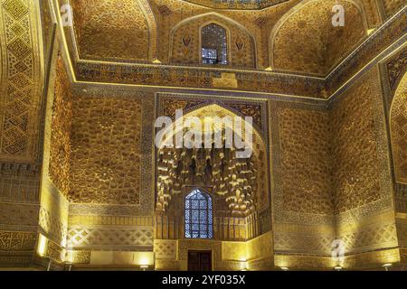 Mausolée Gur e Amir à Samarcande, Ouzbékistan. Intérieur Banque D'Images