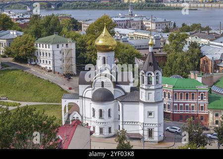 Vue du Temple de l'icône Kazan de la mère de Dieu du Kremlin, Nijni Novgorod, Russie, Europe Banque D'Images