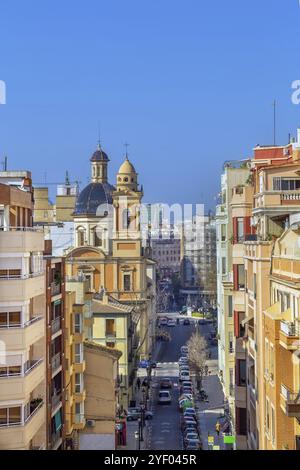 Vue de la rue à Valence depuis les tours quart, Espagne, Europe Banque D'Images