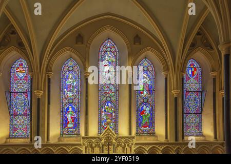 Vitraux dans la cathédrale Saint-Patrick de Dublin, Irlande, Europe Banque D'Images