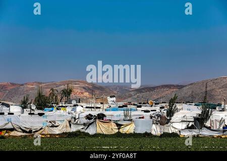 Camp de réfugiés syriens dans la Beqaa, Liban. Banque D'Images