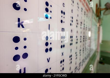 Centre pour enfants aveugles. Alphabet braille. Ho Chi Minh ville. Vietnam. Banque D'Images