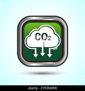 Illustration de conception d'icône de dioxyde de carbone, icône de gaz de réduction de co2, conception de bouton rond de couleur bleue Illustration de Vecteur