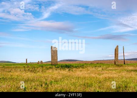 Les pierres de Stenness sur Orkney Mainland. Banque D'Images