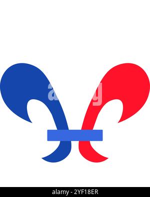 Une illustration vectorielle vibrante d'une fleur de lis stylisée dans les couleurs du drapeau français dans un style de dessin animé. Célébrations de la Bastille, fête culturelle française Illustration de Vecteur