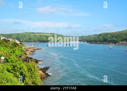Vue de l'estuaire de Fowey, Cornwall, en regardant la rivière Fowey. Banque D'Images