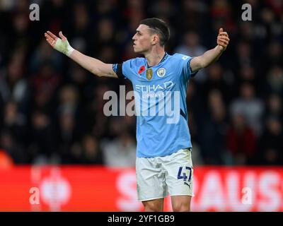 Bournemouth, Royaume-Uni. 02 novembre 2024. Bournemouth, Angleterre, 2 novembre 2024 : Phil Foden de Manchester City pendant le match de premier League entre Bournemouth et Manchester City au Vitality Stadium de Bournemouth, Angleterre. (David Horton/SPP) (David Horton/SPP) crédit : SPP Sport Press photo. /Alamy Live News Banque D'Images