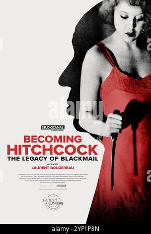 Becoming Hitchcock : The Legacy of Blackmail (2024) réalisé par Laurent Bouzereau et mettant en vedette Alfred Hitchcock, Lewis Mitchell et Brian Mowatt. Un documentaire explorant la réalisation de chantage d'Alfred Hitchcock (1929), un film pivot dans sa carrière qui a marqué sa transition vers le cinéma sonore. Affiche AMÉRICAINE À une feuille POUR USAGE ÉDITORIAL UNIQUEMENT. Crédit : BFA / StudioCanal Banque D'Images