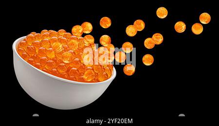 Caviar rouge isolé sur fond noir Banque D'Images