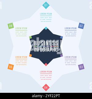 Business Infographic template 6 étapes, objets, éléments ou options infographie design d'entreprise Illustration de Vecteur