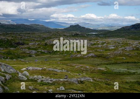 Rochers en Norvège à la douane de Bjornfjell à la frontière de la Norvège et de la Suède Banque D'Images