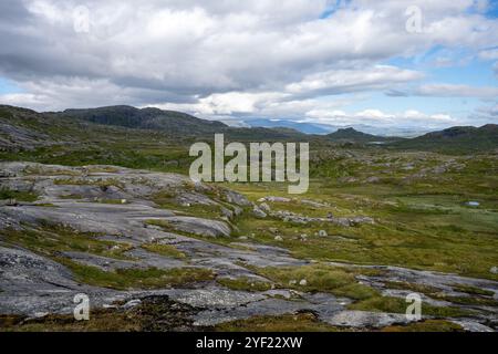 Rochers en Norvège à la douane de Bjornfjell à la frontière de la Norvège et de la Suède Banque D'Images