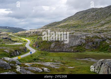 Rochers en Norvège à la douane de Bjornfjell à la frontière de la Norvège et de la Suède Banque D'Images