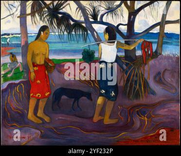 I Raro te Oviri (sous le Pandanus). Paul Gauguin. 1891. Banque D'Images