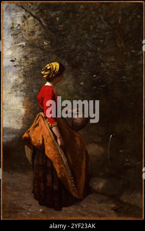 Paysanne au printemps. Jean-Baptiste-Camille Corot. c. 1860-65. Banque D'Images