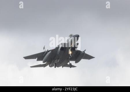 - NATAL - 11/02/2024 - NATAL, DES CHASSEURS F15 EN EXERCICE MILITAIRE - des avions militaires, modèle F15 de l'United States Air Force, sont vus près de la base aérienne de Natal, à Rio Grande do Norte, ce samedi (2). Plusieurs pays participent avec l'armée de l'air brésilienne à l'opération Cruzeiro do Sul 2024, également connue sous le nom de CRUZEX 2024, la plus grande formation militaire multinationale en Amérique latine. Photo : Augusto Ratis/AGIF (photo Augusto Ratis/AGIF/SIPA USA) Banque D'Images