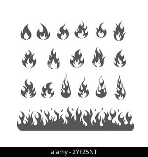 Ensemble flammes de feu, ensemble d'icônes de flamme, clipart de flamme chaude, conception de flamme brûlante, graphiques vectoriels de flammes de feu Illustration de Vecteur