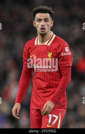 Curtis Jones de Liverpool lors du match de premier League Liverpool vs Brighton et Hove Albion à Anfield, Liverpool, Royaume-Uni, le 2 novembre 2024 (photo de Cody Froggatt/News images) Banque D'Images