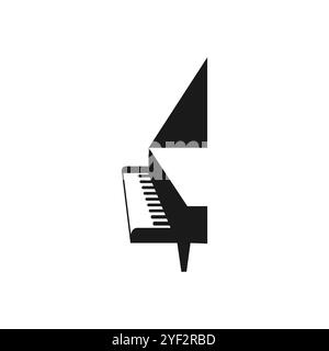 Piano à queue abstrait. Instrument de musique simple noir isolé sur fond blanc. Logo musical. Illustration vectorielle Illustration de Vecteur