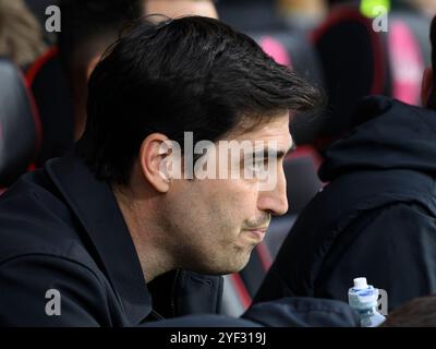 Bournemouth, Royaume-Uni. 02 novembre 2024. Bournemouth, Angleterre, 2 novembre 2024 : le manager de Bournemouth, Andoni Iraola, lors du match de premier League entre Bournemouth et Manchester City au Vitality Stadium de Bournemouth, en Angleterre. (David Horton/SPP) (David Horton/SPP) crédit : SPP Sport Press photo. /Alamy Live News Banque D'Images