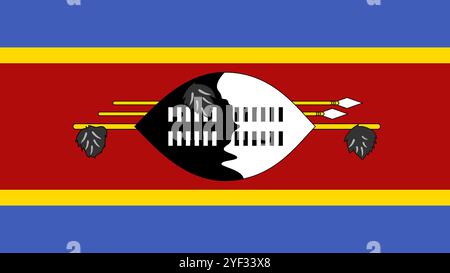Drapeau d'Eswatini, format 16:9, drapeau d'Eswatini, images vectorielles Illustration de Vecteur