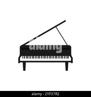 Piano à queue pour instrument de musique. Illustration vectorielle noire isolée sur un fond blanc. Illustration de Vecteur