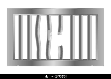 barres de fenêtre de prison en acier cassées Illustration de Vecteur