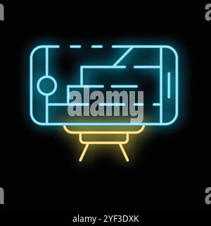 Enseigne au néon représentant un téléphone mobile affichant une application gps avec une carte pour naviguer dans la ville Illustration de Vecteur