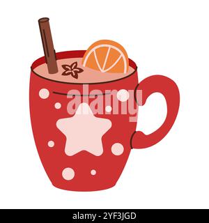 Vin chaud maison avec objet vectoriel plat de couleur mug Illustration de Vecteur