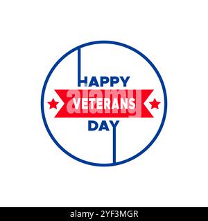 Joyeux vétérans Day Typography logo avec étoiles pour la célébration United States of America Veteran Holiday en novembre. isolé sur blanc Illustration de Vecteur