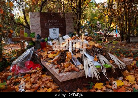 Wroclaw, Wroclaw, Pologne. 1er novembre 2024. Les 1er et 2 novembre, les catholiques en Pologne observent la Toussaint et la Toussaint. C'est le moment de visiter les tombes de leurs proches, d'allumer des bougies et de déposer des fleurs. Des foules de résidents de la ville visitent les cimetières pour se souvenir et honorer les membres de leur famille et amis disparus. (Crédit image : © Krzysztof Zatycki/ZUMA Press Wire) USAGE ÉDITORIAL SEULEMENT! Non destiné à UN USAGE commercial ! Banque D'Images