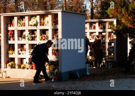 Wroclaw, Wroclaw, Pologne. 1er novembre 2024. Les 1er et 2 novembre, les catholiques en Pologne observent la Toussaint et la Toussaint. C'est le moment de visiter les tombes de leurs proches, d'allumer des bougies et de déposer des fleurs. Des foules de résidents de la ville visitent les cimetières pour se souvenir et honorer les membres de leur famille et amis disparus. (Crédit image : © Krzysztof Zatycki/ZUMA Press Wire) USAGE ÉDITORIAL SEULEMENT! Non destiné à UN USAGE commercial ! Banque D'Images