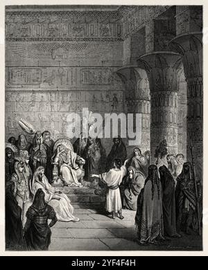 Joseph interprète les rêves de Pharaon. Ancien Testament. Illustration biblique antique de Gustave Dore (1832-1883) Banque D'Images