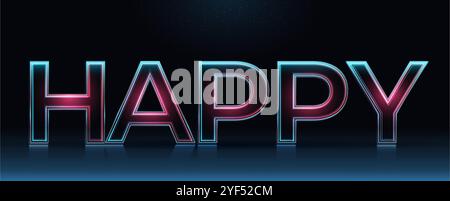 Bannière avec de grandes lettres au néon avec aperçu de la lumière. Lettres réalistes avec étincelles et fond d'hiver. Décoration de vacances. Elément pour affiche de conception Illustration de Vecteur