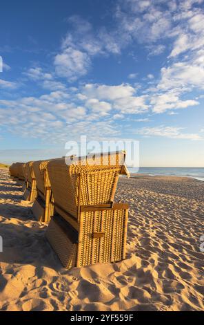 Transats sur la plage de Rantum, Sylt, Schleswig Holstein, Allemagne Banque D'Images