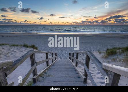 Red Cliffs Beach (Rotes Kliff) au coucher du soleil, Kampen, Sylt, Schleswig Holstein, Allemagne Banque D'Images