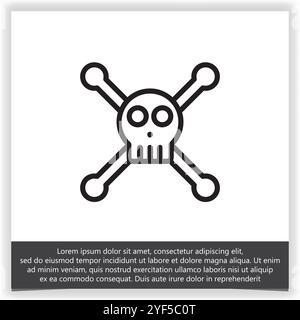 Symbole d'illustration graphique vectorielle de conception de logo d'icône de crâne de vecteur et d'os Illustration de Vecteur