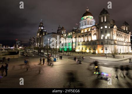 The Three Graces, Liver Building, Cunard Building et Port of Liverpool Building, Pier Head, Liverpool, Royaume-Uni Banque D'Images