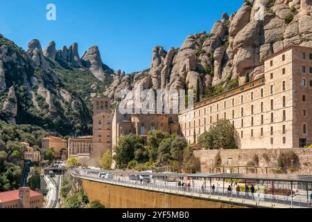 Monastère Santa Maria de Montserrat près de Barcelone, Catalogne, Espagne. Banque D'Images