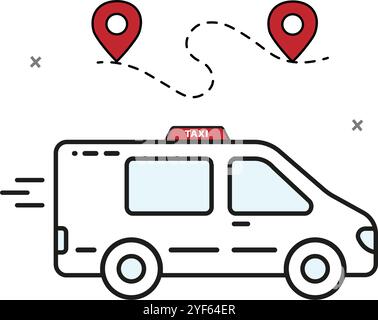 Coursier roule le long de la route sur un livrant des ordres à différents points. Illustration de Vecteur