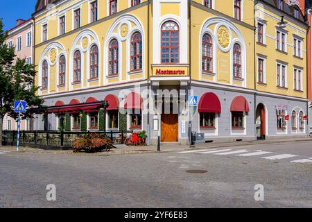 Architecture historique du restaurant Montmartre, construit entre 1906 et 1907 dans le centre historique de Karlskrona, Blekinge län, Suède. Banque D'Images