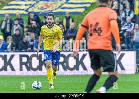 Dries Wuytens (15 ans) de SK Beveren photographié lors d'un match de foot entre KMSK Deinze et SK Beveren lors de la 10ème journée de la saison Challenger Pro League 2024-2025, le dimanche 3 novembre 2024 à Deinze, Belgique . Crédit : Sportpix/Alamy Live News Banque D'Images