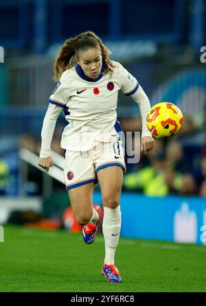 Sandy Baltimore de Chelsea lors du match de Super League féminine Barclays au Goodison Park, Liverpool. Date de la photo : dimanche 3 novembre 2024. Banque D'Images