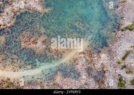 Drone ci-dessus vue sur la carrière de Druzhbivsky, Ukraine. Banque D'Images