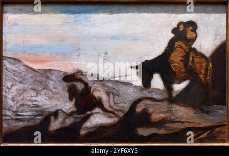 Don Quichotte et Sancho Panza. Vers 1855, Honoré-Victorin Daumier (1808-1879), The National Gallery, Londres, Royaume-Uni. Banque D'Images