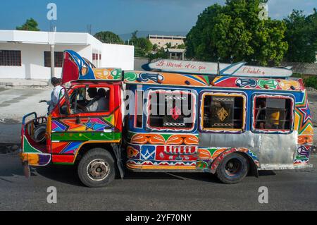 Appuyez sur appuyez taxi, Port au Prince, Haïti Banque D'Images