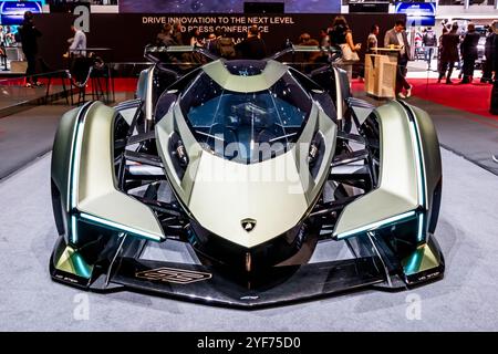 Lamborghini V12 Vision Gran Turismo car au salon international de l'automobile de Genève. Suisse - 26 février 2024. Banque D'Images