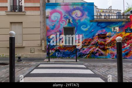 Street art dans le quartier de la Butte aux Cailles dans le 13ème arrondissement de Paris, France Banque D'Images