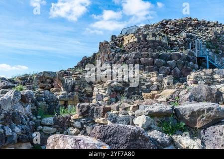 Su Nuraxi di Barumini, site du patrimoine mondial de l'UNESCO, Sardaigne Banque D'Images