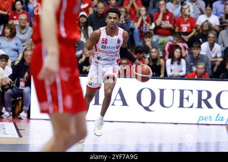 Trieste, Italie. 03 Nov, 2024. Openjobmetis Varese's Jaylen Hands in action pendant le match Pallacanestro Trieste - Openjobmetis Varese match de la saison régulière Lega basket Serie A 2024/2025 - Round 6 à Trieste (Italie), 3 novembre 2024 (photo Gilardi/Ciamillo/LaPresse) crédit : LaPresse/Alamy Live News Banque D'Images